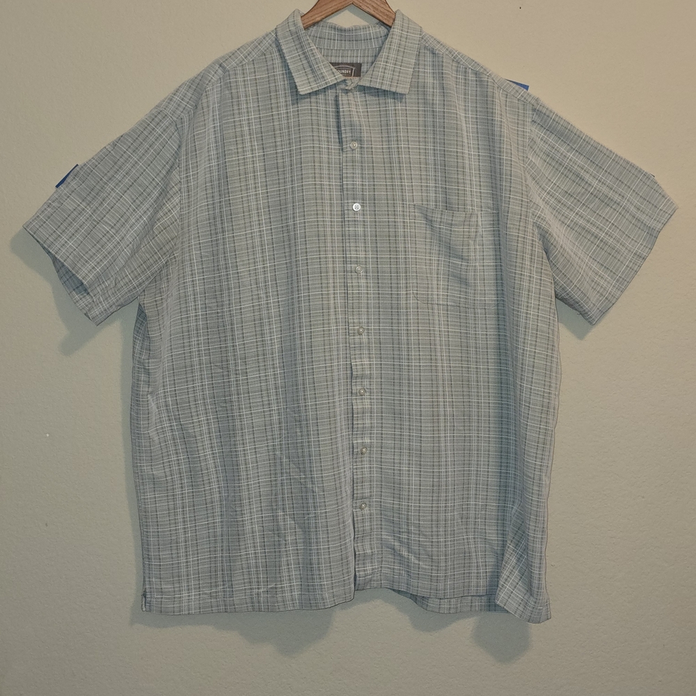 The Foundry Supply Co. Light Green Plaid Button Down Shirt
